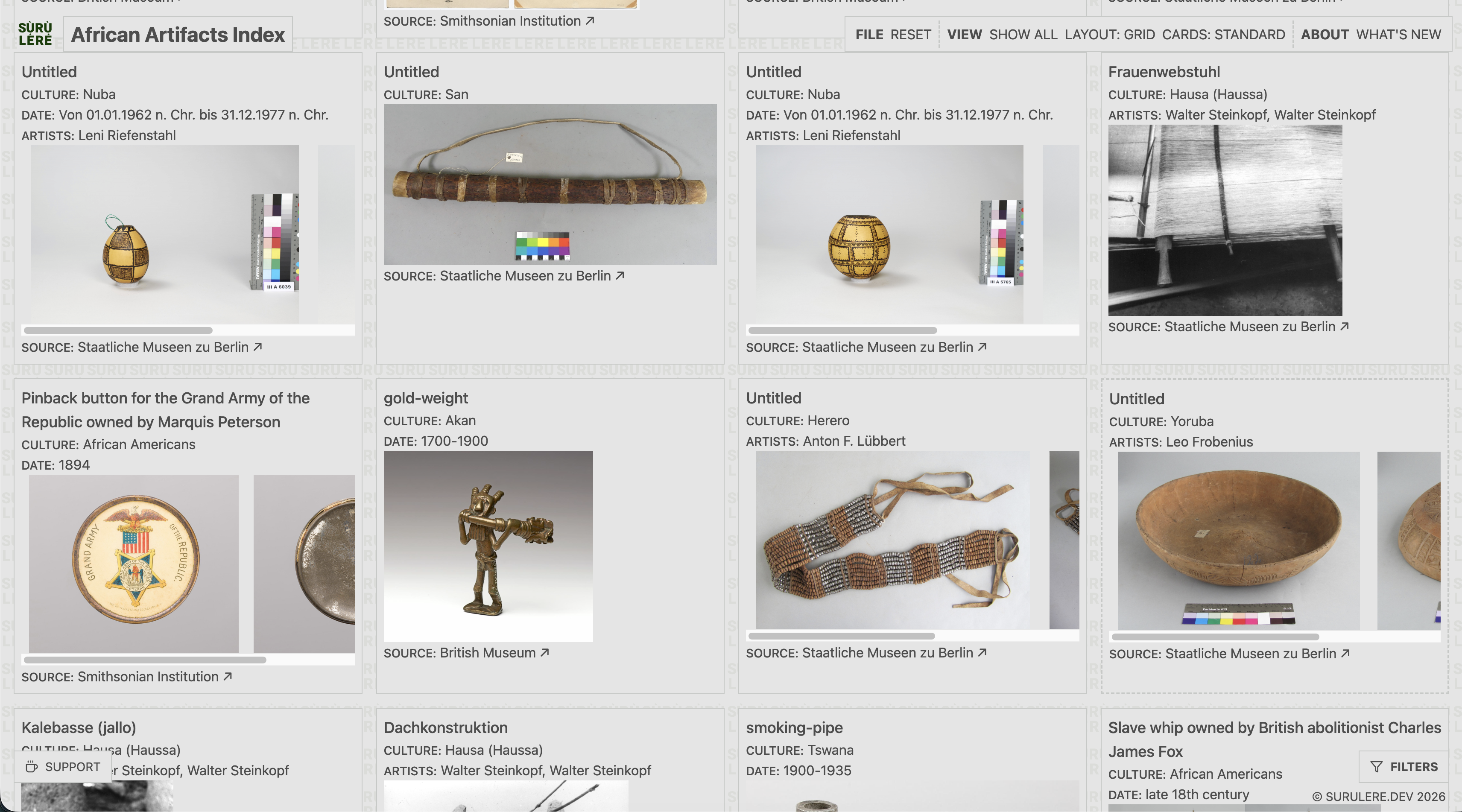 African Artifacts Index